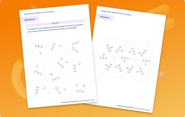 Tarsia Puzzle | Add More Than 2 Fractions | Year 4
