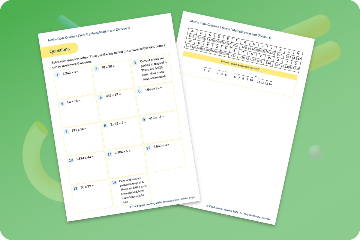 Maths Code Crackers Pack | Multiplication and Division B | Year 5