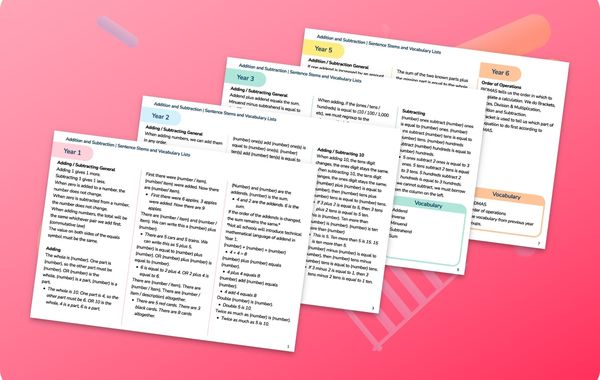 Sentence Stems And Vocabulary Lists | Addition And Subtraction