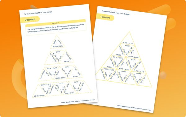 Tarsia Puzzle Add More Than 4-Digit Numbers Year 5