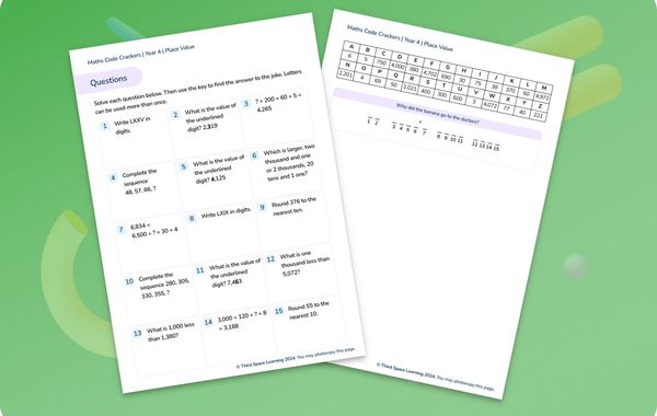 Maths Code Crackers Pack | Place Value | Year 4