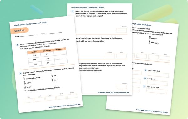 Word Problems | Fractions And Decimals | Year 6