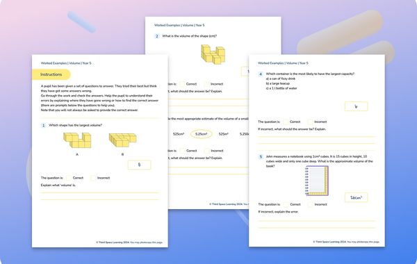 Worked Examples | Volume | Year 5