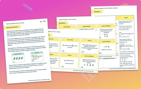 Extension Questions | Fractions | Year 5