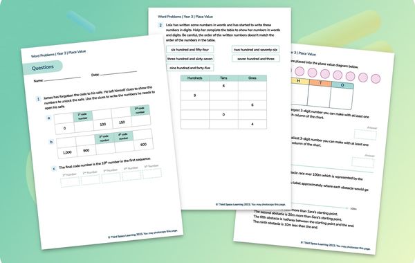 Word Problems | Place Value | Year 3