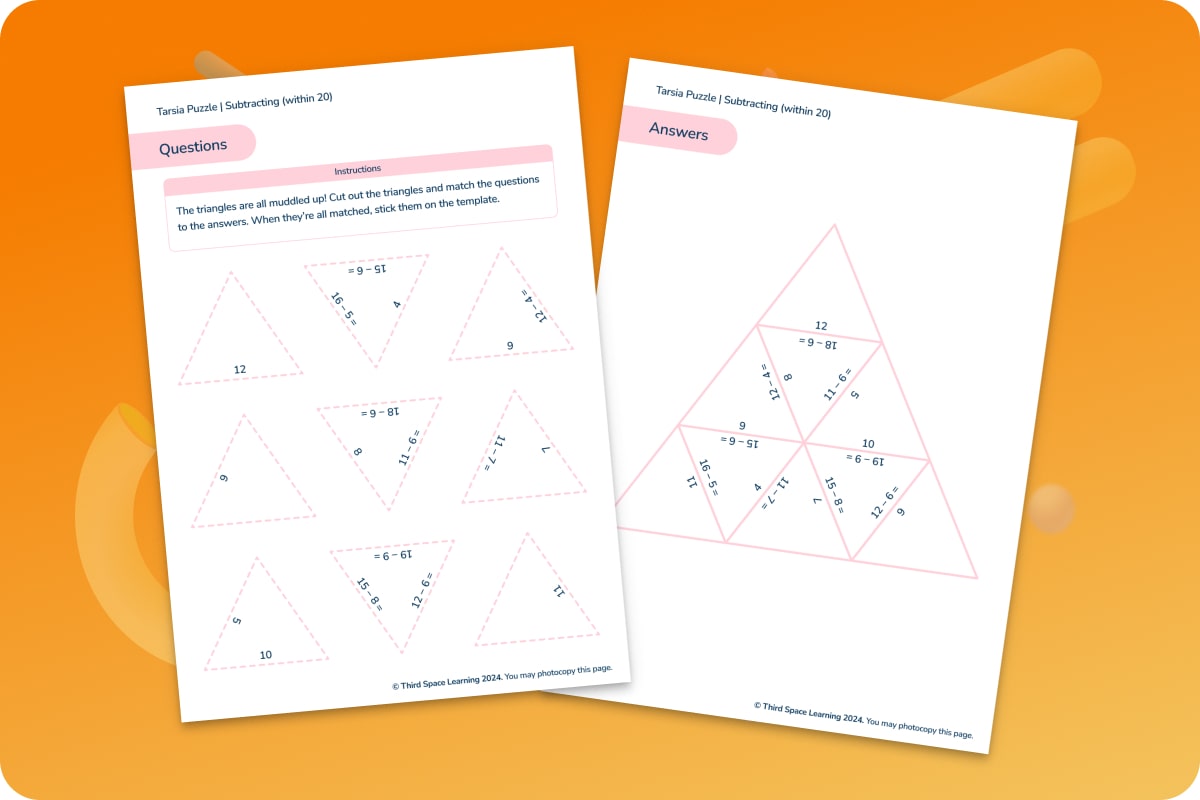 Tarsia Puzzle | Subtract Within 20 | Year 1