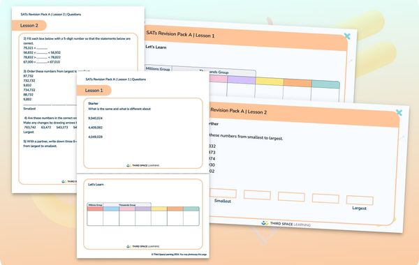 SATs Revision Pack A | Ordering And Comparing Numbers To 10 Million
