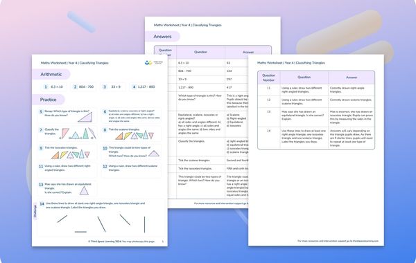 Maths Worksheet Classifying Triangles Year 4