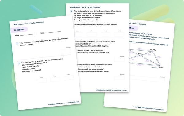Word Problems | Four Operations | Year 4