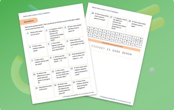 Maths Code Crackers Pack | Statistics | Year 6