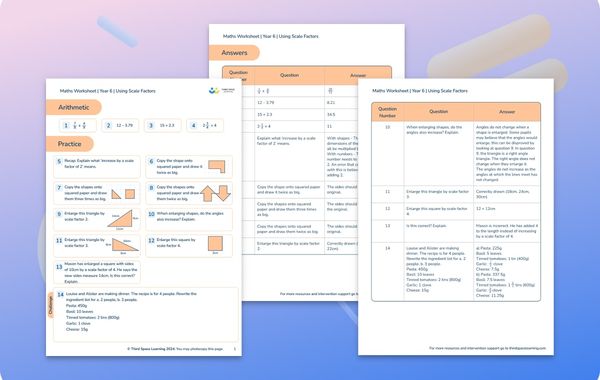 Maths Worksheet Using Scale Factors Year 6 The Mean Year 6