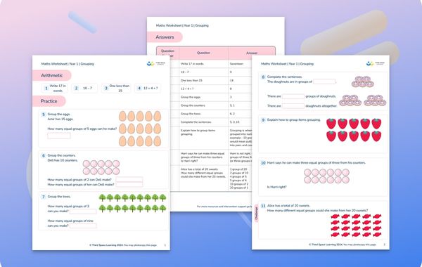 Maths Worksheet Grouping Year 1