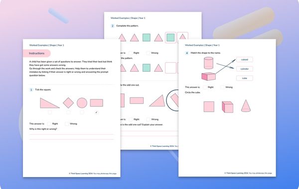 Worked Examples | Shape | Year 1