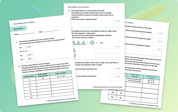 Word Problems | Division | Year 3