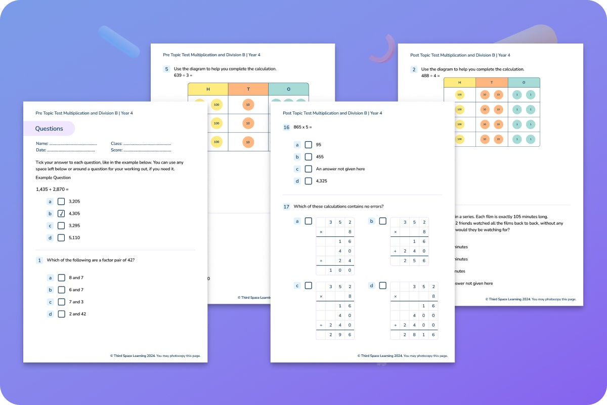Diagnostic Assessment | Multiplication And Division B | Year 4
