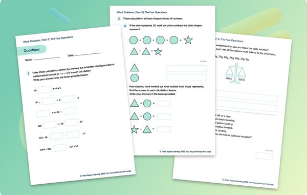 Word Problems | Four Operations | Year 3