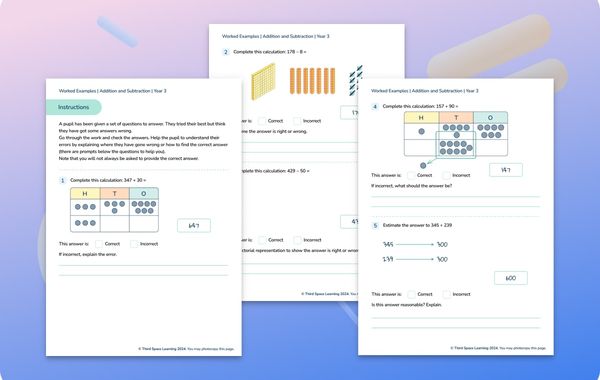 Worked Examples | Addition And Subtraction | Year 3