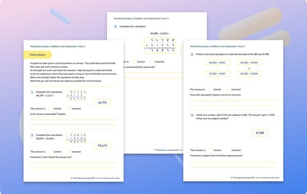 Worked Examples | Addition And Subtraction | Year 5