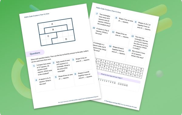 Maths Code Crackers Pack | Area | Year 4
