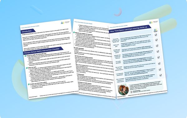 Primary School Maths Intervention Checklist