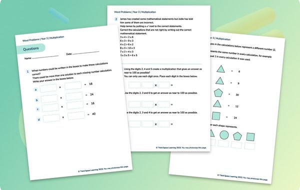 Word Problems | Multiplication | Year 3