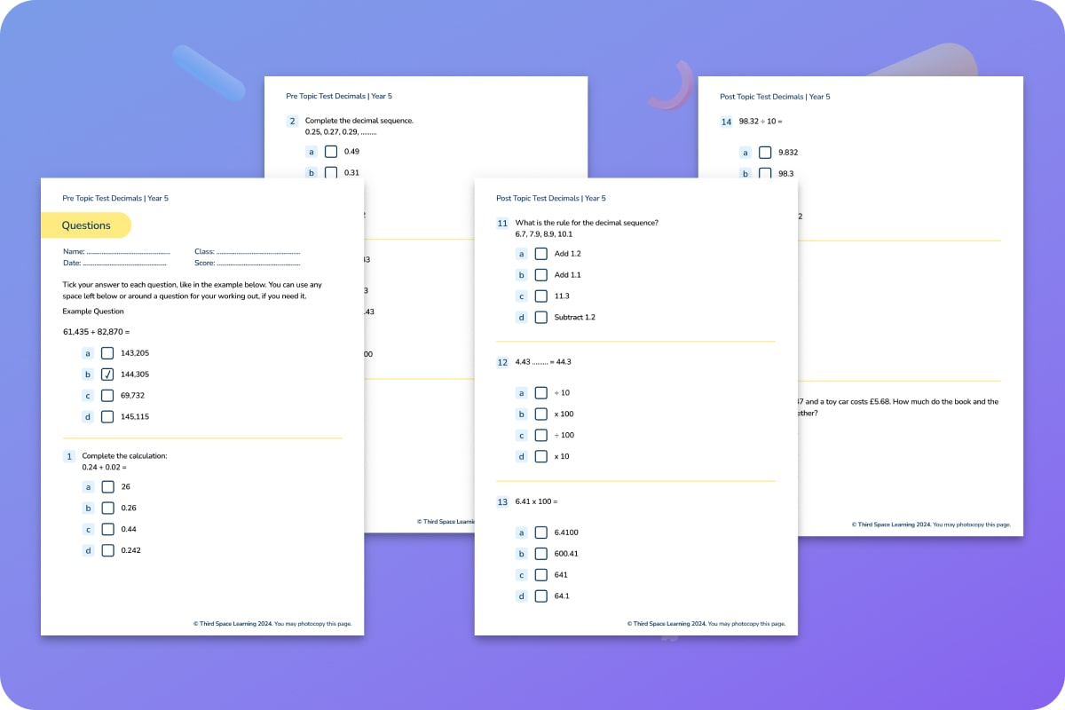 Diagnostic Assessment | Decimals | Year 5