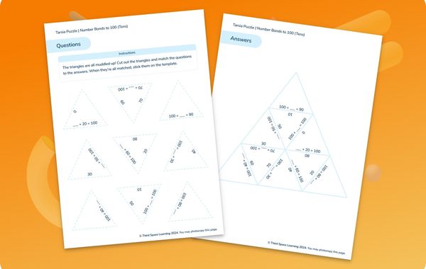 Tarsia Puzzle Number Bonds To 100 Tens Year 2