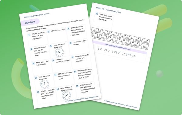 Maths Code Crackers Pack | Time | Year 4