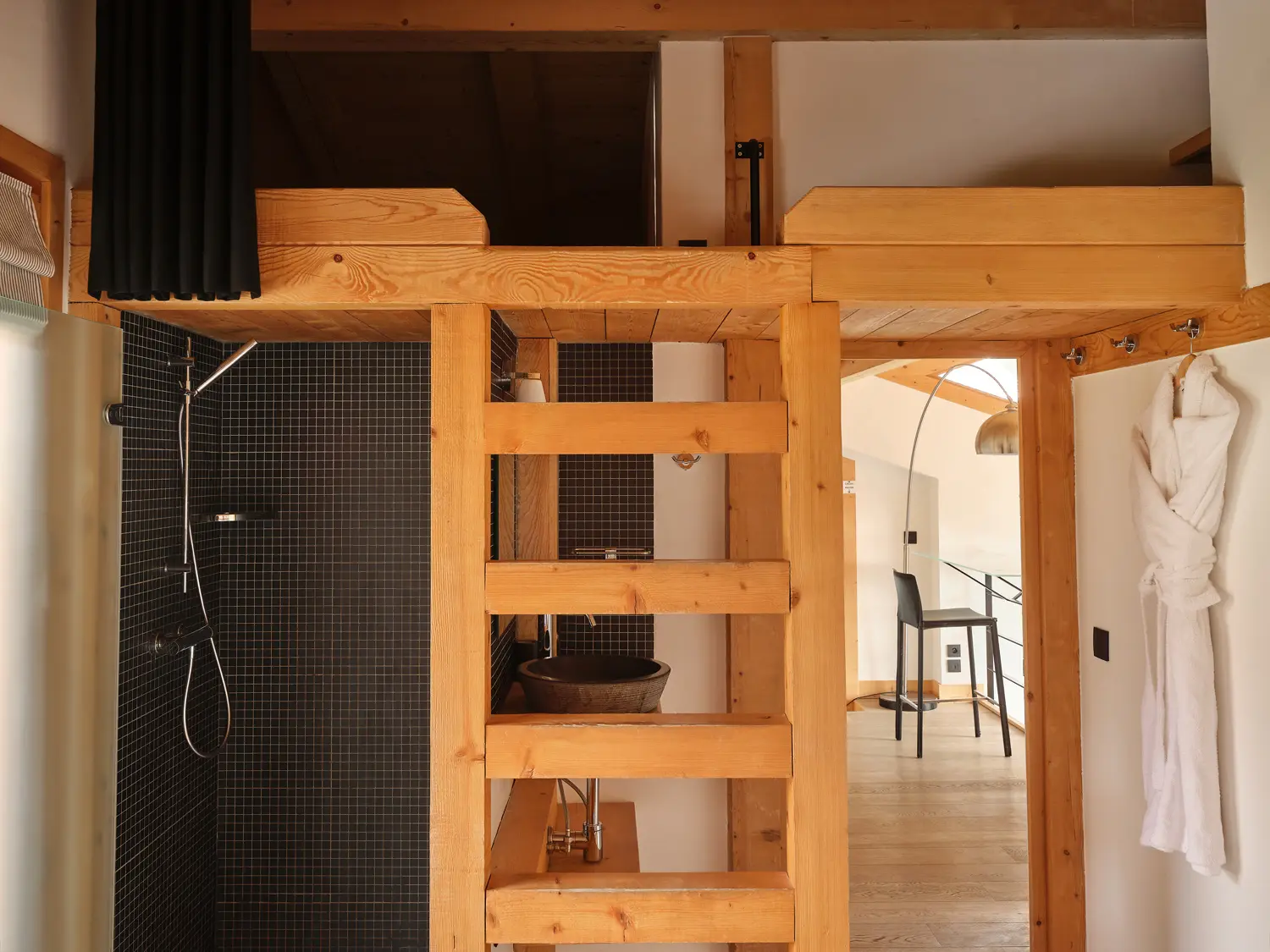 Lit mezzanine chambre 4 Chalet Cristal Les Rives d'Argentiere