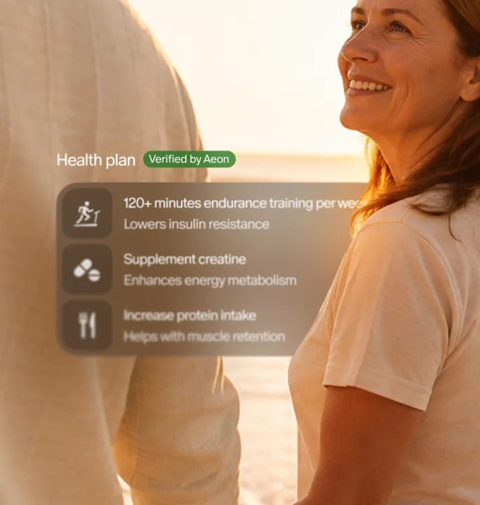 Health plan card with training, supplement and nutrition actions