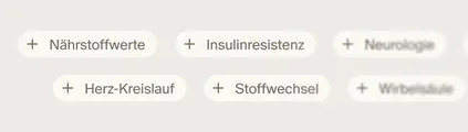 Beispiele für Befunde: Nährstoffwerte, Insulinresistenz, Neurologie, Herz-Kreislauf, Stoffwechsel, Wirbelsäule.