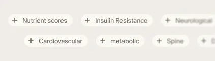 Examples of findings: nutrient scores, insulin resistance, neurological, cardiovascular, metabolic, spine.