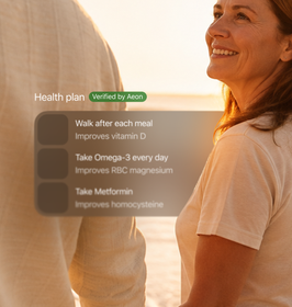 Person outdoors with a personalized Aeon health plan overlay
