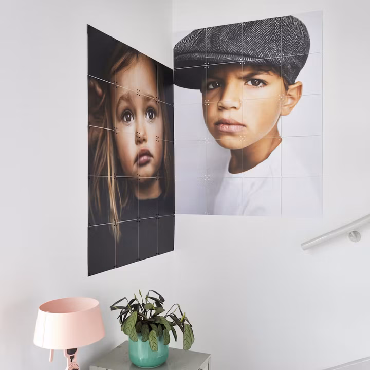 Two portrait IXXIs wrapping around an outside corner, one on each wall