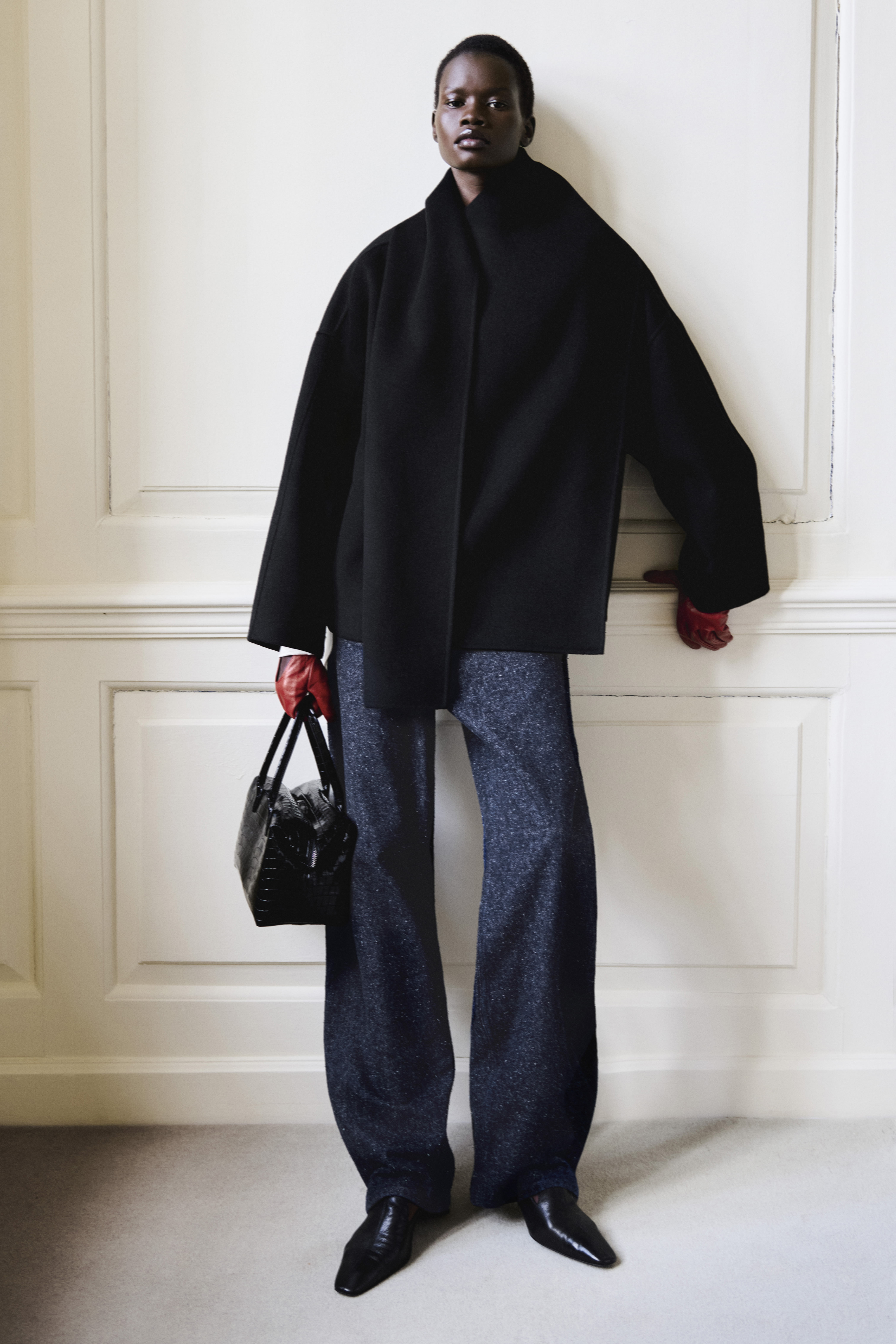 DOUBLE-FACED WOOL SCARF SHORT JACKET - BLACK | COS US