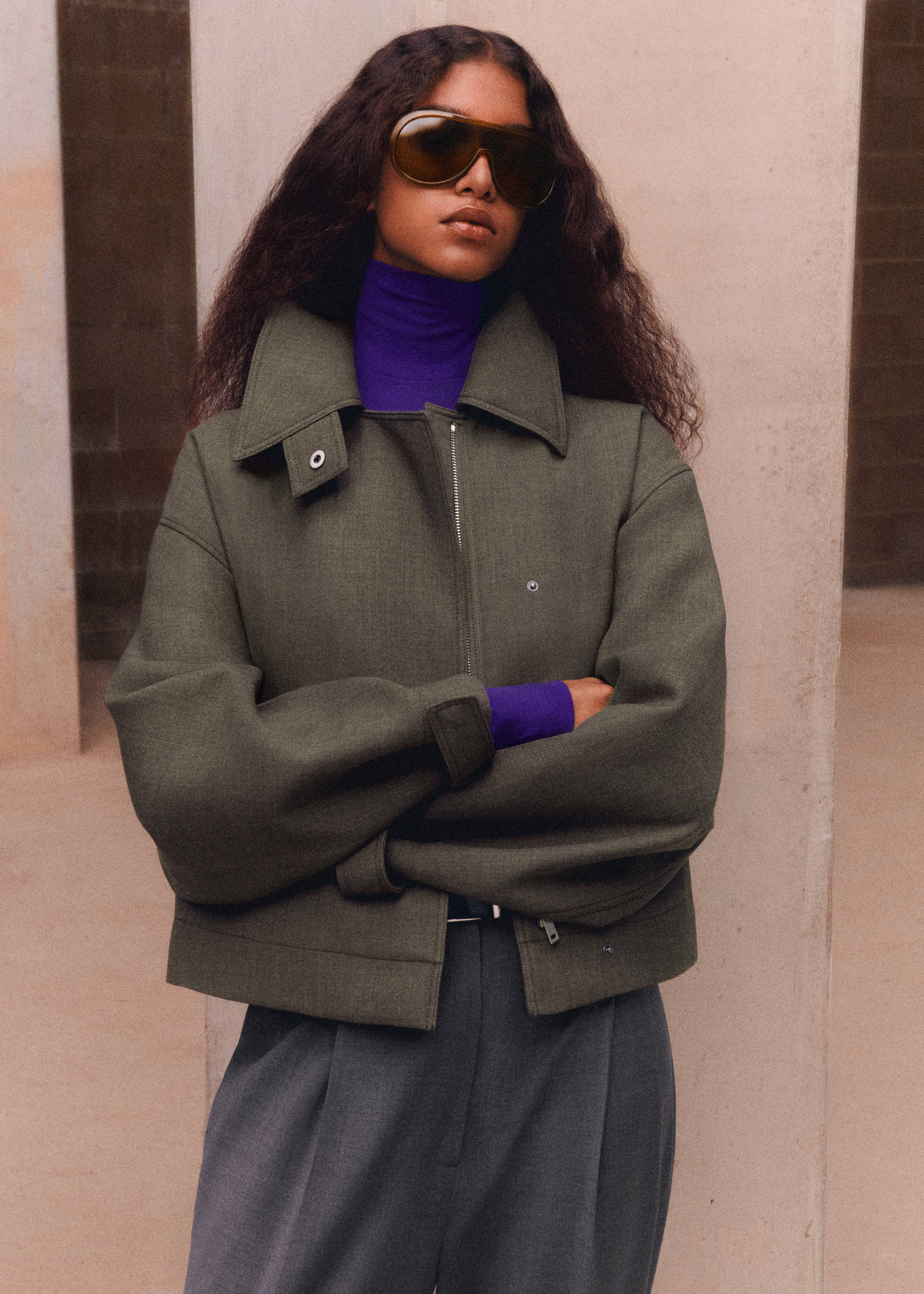 DOUBLE-FACED WOOL PEA JACKET - IVORY | COS NL