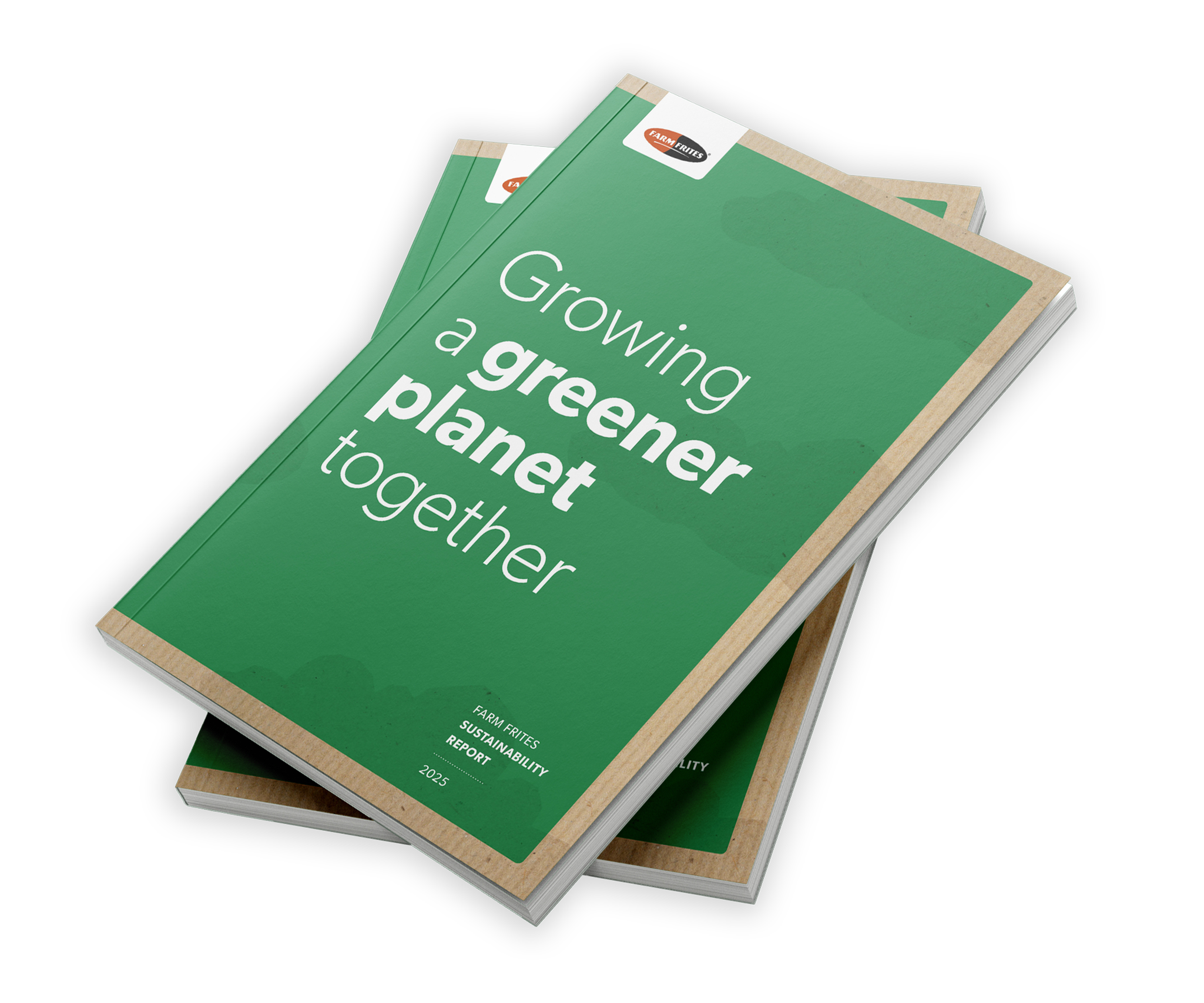 Stack of reports titled "Growing a greener planet together," with green covers and the year 2023.