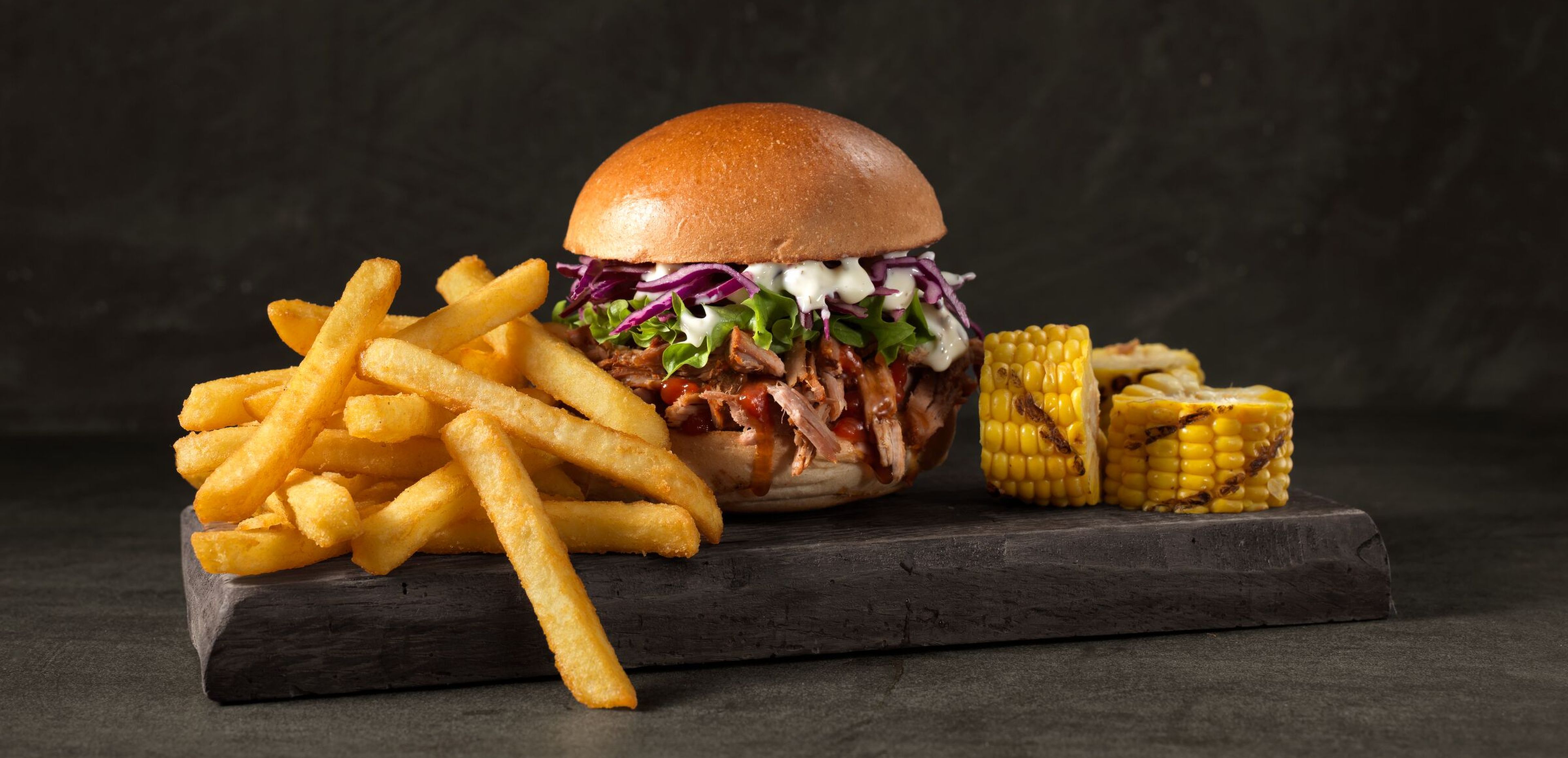 Chef's Specials crispy coated visible coating 10 MM Pulled Pork Burger