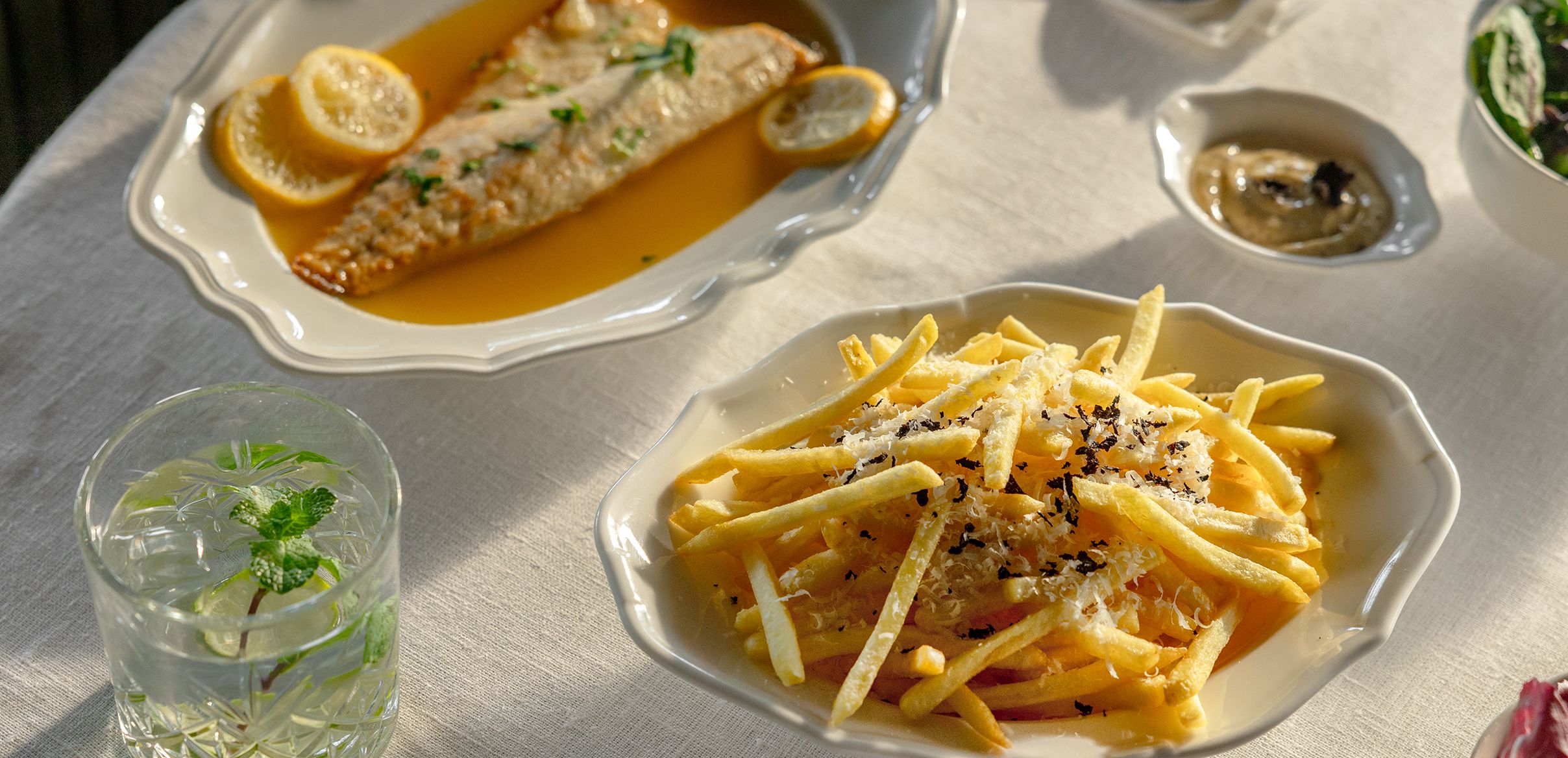 Finest truffle fries with grilled sea bass