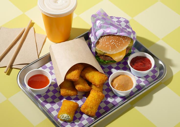 Cream Cheese Pockets QSR setting with burger landscape
