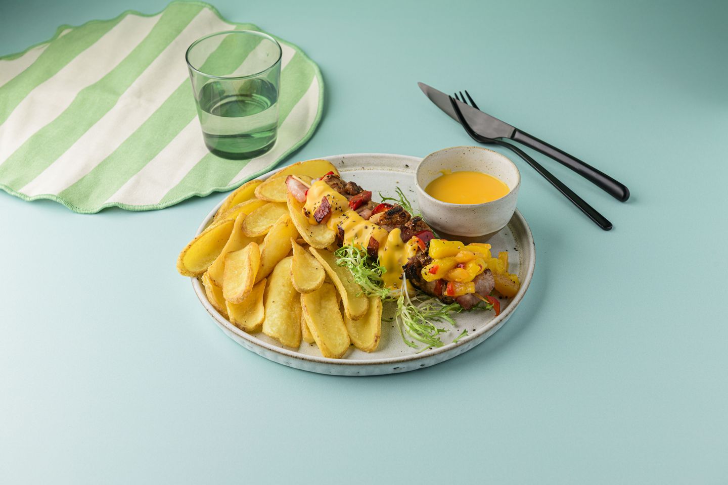 Asian-Style-Chicken-Drumstick-Skewer-with-Scoops-and-Mango-Chutney
