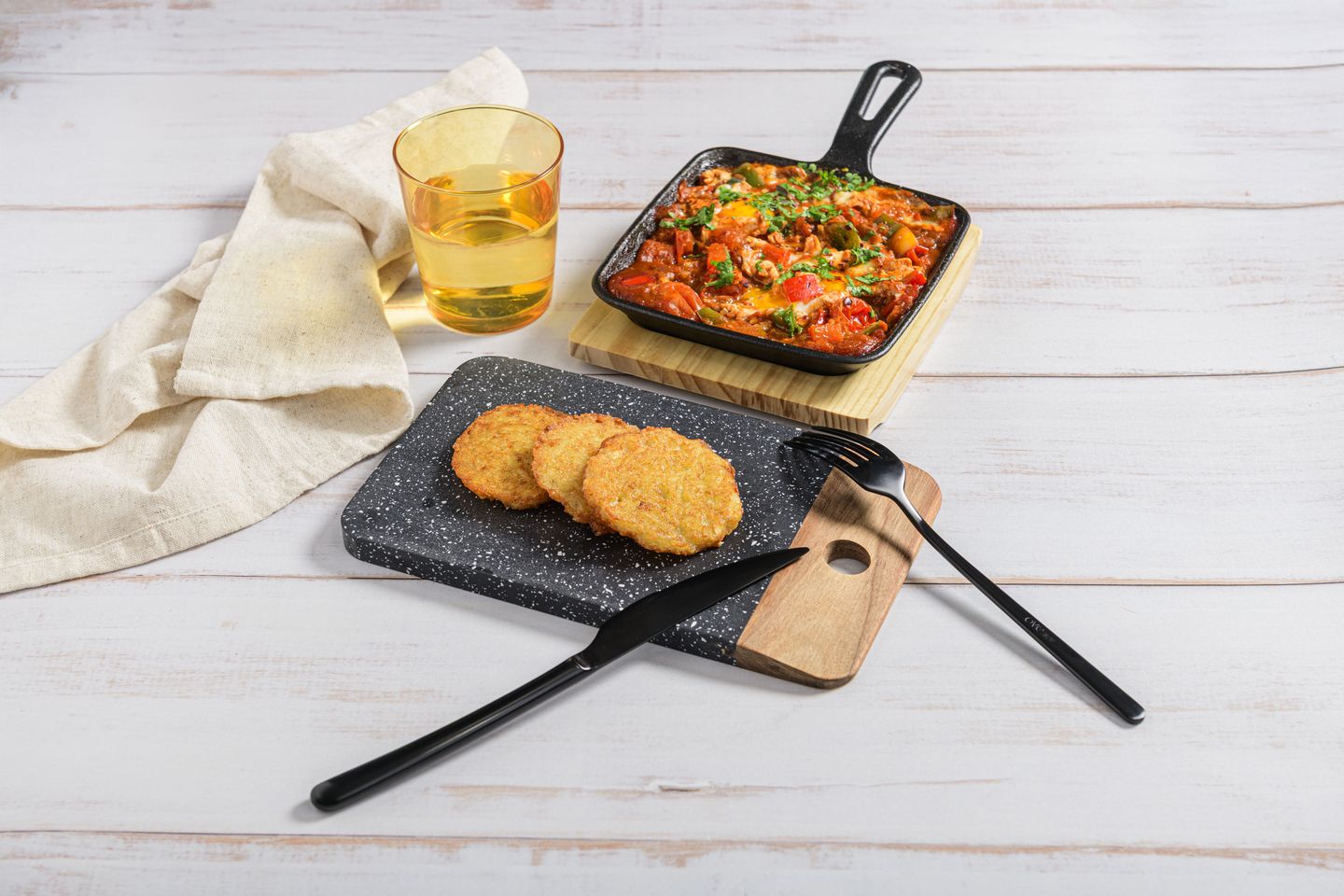 Mini Potato Pancakes with Shakshuka