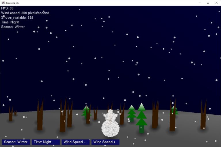 Night snow scene with snowman