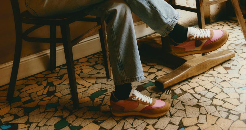 Philippe Model baskets blville femme fuchsia beige rose