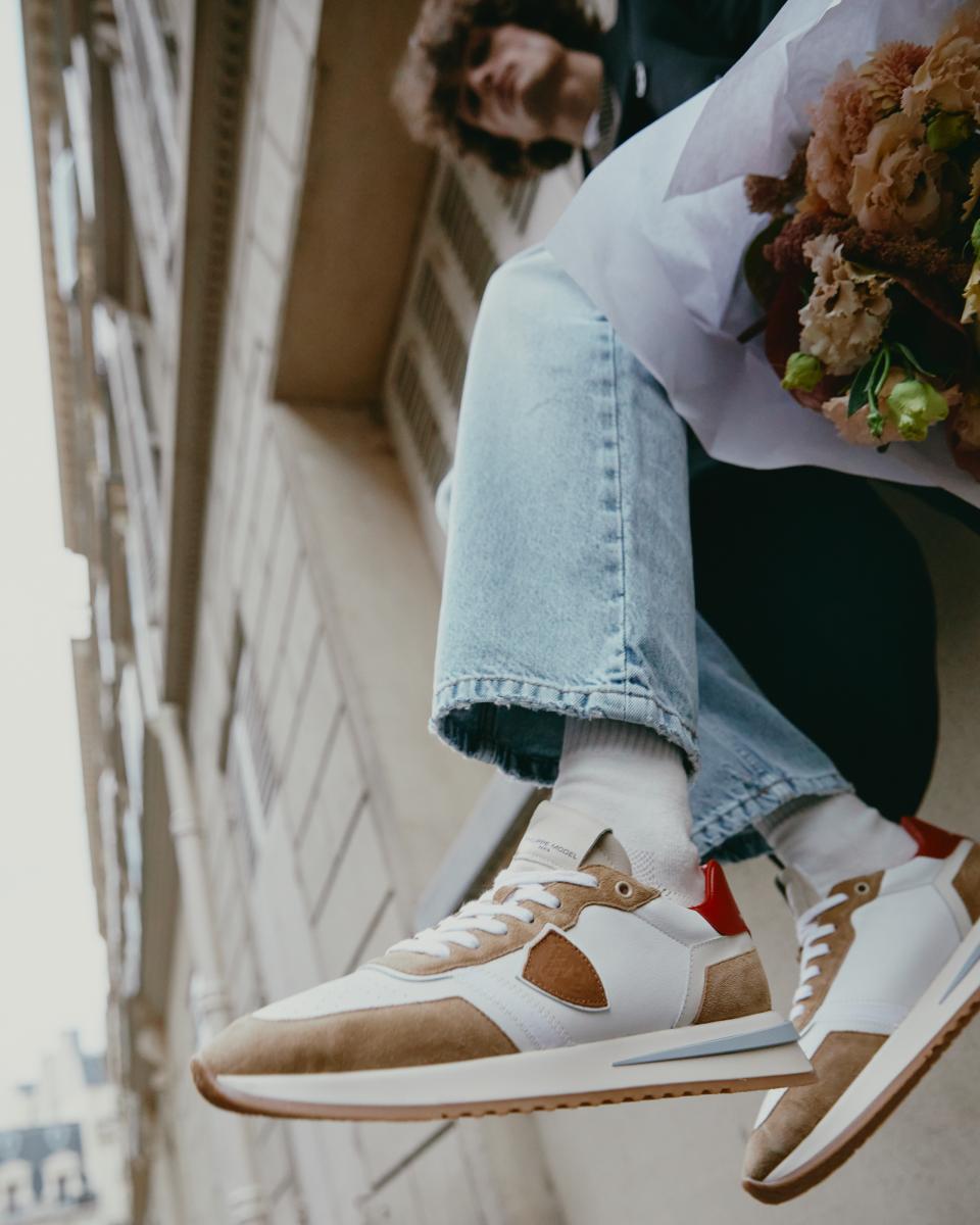 Philippe Model sneakers tropez haute men white beige red