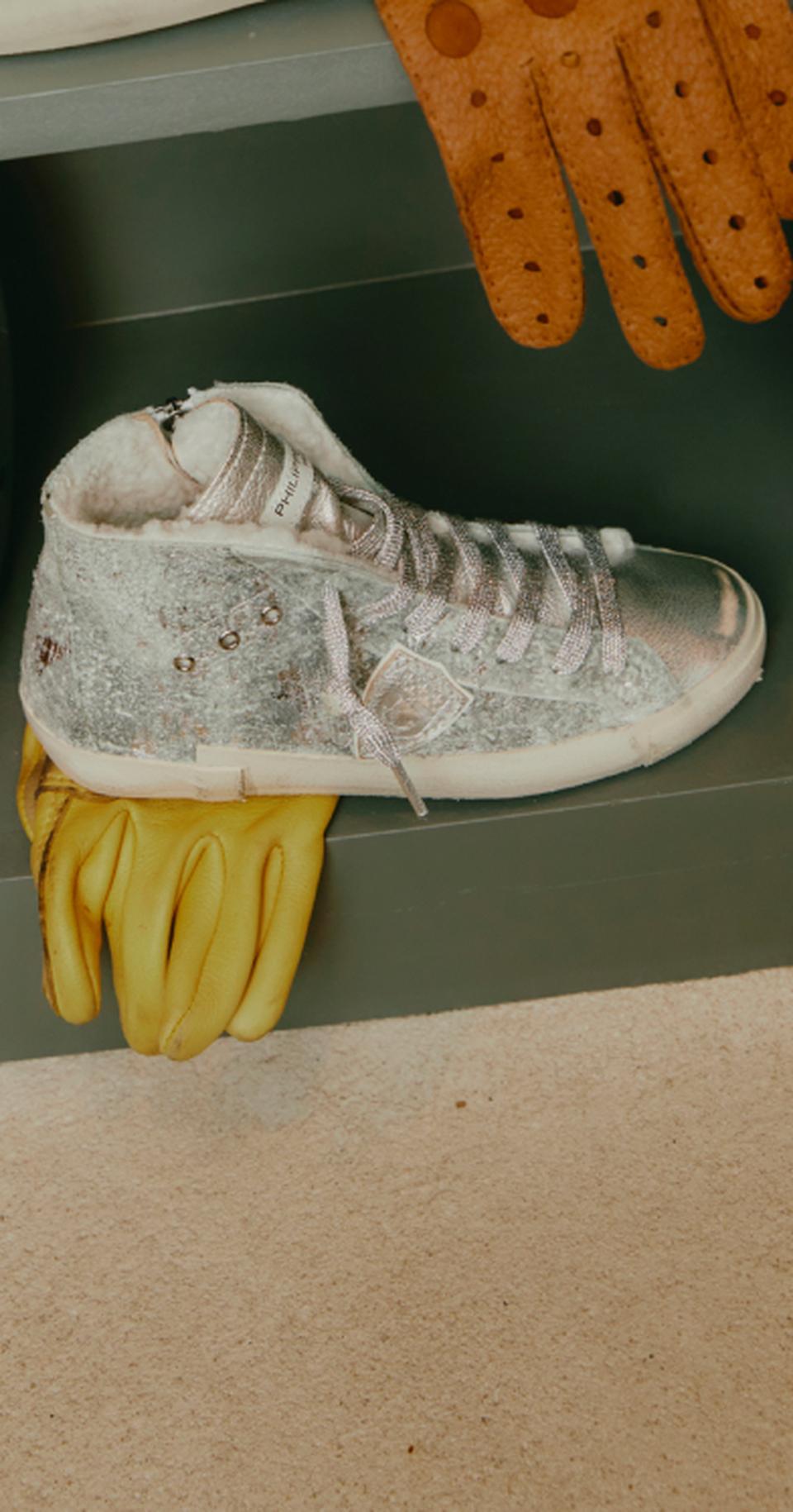 Philippe Model sneakers prsx donna argento con fodera in faux fur