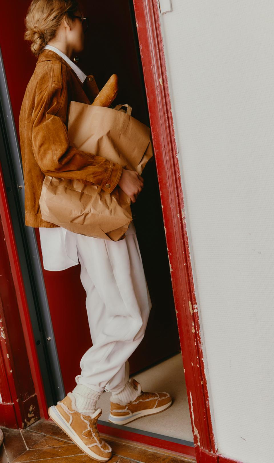 Philippe Model sneakers tropez 2.1 donna beige con tomaia in shearling