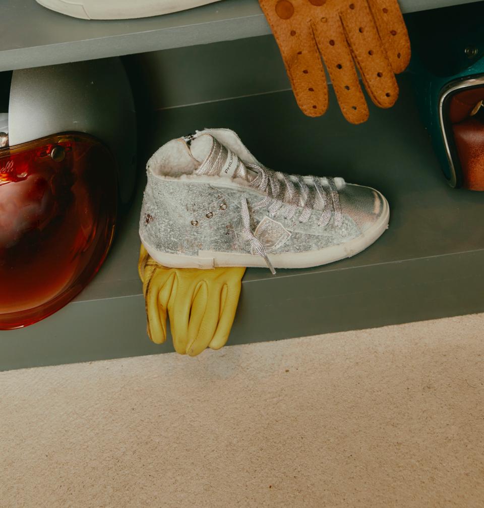 Philippe Model sneakers prsx donna argento con fodera in faux fur