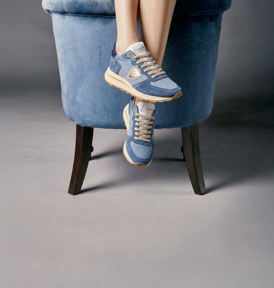 Philippe Model sneakers tropez haute women blue denim