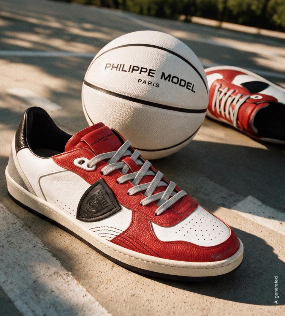 Philippe Model sneakers pgal men white red black